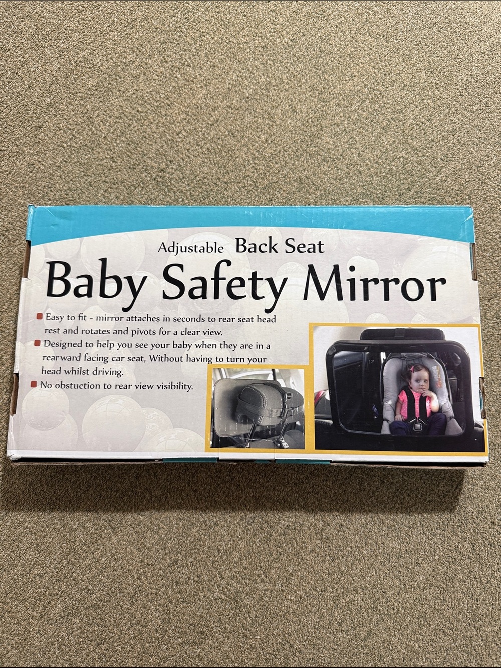 Baby Safety Mirror - Adjustable Back Seat Mirror - Black
